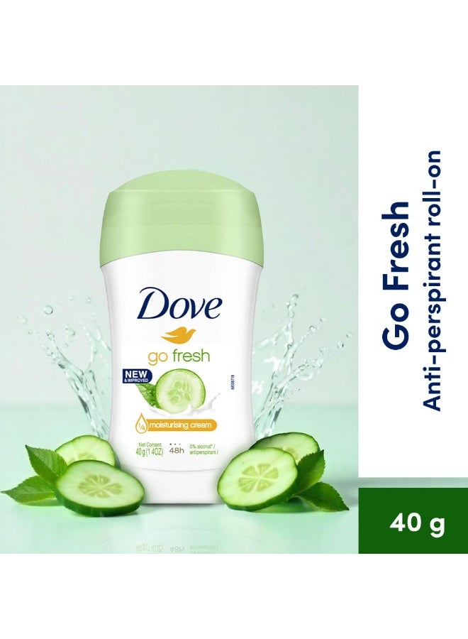 Dove Go Fresh Cucumber & Green Tea Antiperspirant Deodorant Stick | 48-Hour Protection | 1/4th Moisturising Cream & 100% Natural Caring Oil | 40g - Image 4